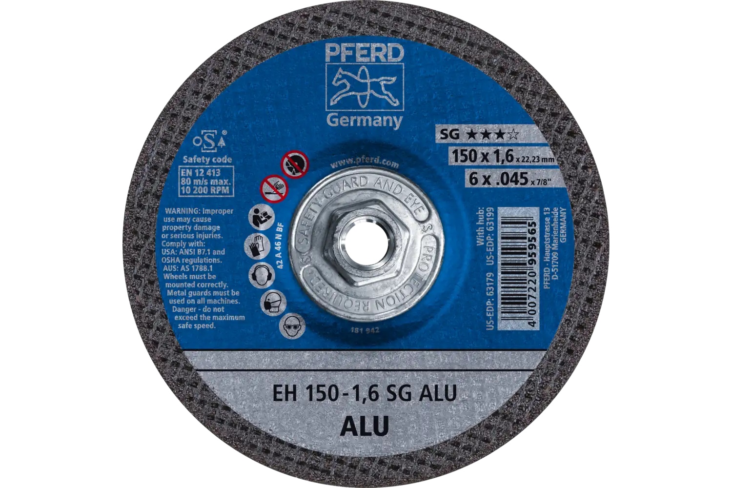 Picture of Pferd Cut-Off Wheel, 6" X .045 X 5/8-11, Sg Alu, T27, Aluminum Oxide